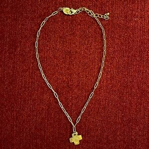 Paper clip chain cross necklace